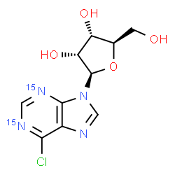 ChemSpider 2D Image | 6-Chloro-9-(beta-D-ribofuranosyl)(1,3-~15~N_2_)-9H-purine | C10H11ClN215N2O4