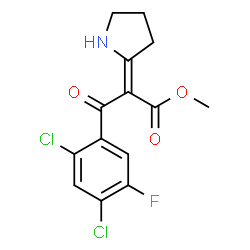 ChemSpider 2D Image | Methyl (2E)-3-(2,4-dichloro-5-fluorophenyl)-3-oxo-2-(2-pyrrolidinylidene)propanoate | C14H12Cl2FNO3