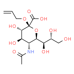 ChemSpider 2D Image | Allyl (6R)-5-acetamido-5-deoxy-6-[(1R,2R)-1,2,3-trihydroxypropyl]-beta-L-sorbopyranosidonic acid | C14H23NO10