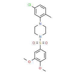 ChemSpider 2D Image | 1-(5-Chloro-2-methylphenyl)-4-[(3,4-dimethoxyphenyl)sulfonyl]piperazine | C19H23ClN2O4S