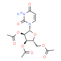ChemSpider 2D Image | 2',3',5'-Tri-O-acetyl(N~2~-~15~N)uridine | C15H18N15NO9