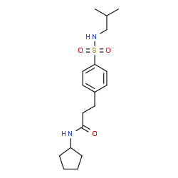 ChemSpider 2D Image | N-Cyclopentyl-3-[4-(isobutylsulfamoyl)phenyl]propanamide | C18H28N2O3S