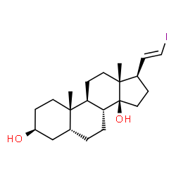 ChemSpider 2D Image | (3beta,5beta,14beta,20E)-21-Iodopregn-20-ene-3,14-diol | C21H33IO2
