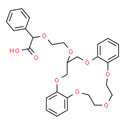 ChemSpider 2D Image | [2-(6,7,9,10,18,19-Hexahydro-17H-dibenzo[b,k][1,4,7,10,13]pentaoxacyclohexadecin-18-yloxy)ethoxy](phenyl)acetic acid | C29H32O9