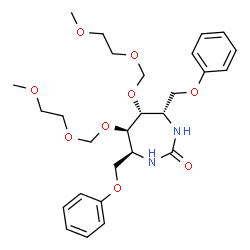 ChemSpider 2D Image | (4S,5R,6R,7S)-5,6-Bis[(2-methoxyethoxy)methoxy]-4,7-bis(phenoxymethyl)-1,3-diazepan-2-one | C27H38N2O9