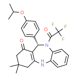 ChemSpider 2D Image | (11S)-11-(4-Isopropoxyphenyl)-3,3-dimethyl-10-(trifluoroacetyl)-2,3,4,5,10,11-hexahydro-1H-dibenzo[b,e][1,4]diazepin-1-one | C26H27F3N2O3