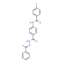 ChemSpider 2D Image | 4-Fluoro-N-(4-{[2-(1-phenylethylidene)hydrazino]carbonyl}phenyl)benzamide | C22H18FN3O2