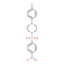 ChemSpider 2D Image | 1-(4-Chlorophenyl)-4-[(4-nitrophenyl)sulfonyl]piperazine | C16H16ClN3O4S