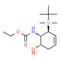 ChemSpider 2D Image | Ethyl {(1S,2S,6S)-2-[dimethyl(2-methyl-2-propanyl)silyl]-6-hydroxy-3-cyclohexen-1-yl}carbamate | C15H29NO3Si
