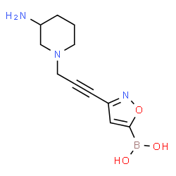 ChemSpider 2D Image | {3-[3-(3-Amino-1-piperidinyl)-1-propyn-1-yl]-1,2-oxazol-5-yl}boronic acid | C11H16BN3O3