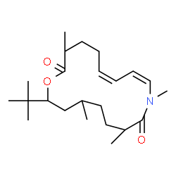ChemSpider 2D Image | (10Z)-4,7,9,16-Tetramethyl-2-(2-methyl-2-propanyl)-1-oxa-9-azacycloheptadeca-10,12-diene-8,17-dione | C23H39NO3