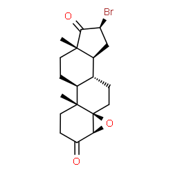 ChemSpider 2D Image | (4beta,5beta,16beta)-16-Bromo-4,5-epoxyandrostane-3,17-dione | C19H25BrO3