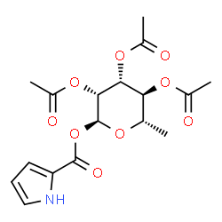 ChemSpider 2D Image | 2,3,4-Tri-O-acetyl-6-deoxy-1-O-(1H-pyrrol-2-ylcarbonyl)-alpha-L-mannopyranose | C17H21NO9
