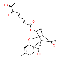 ChemSpider 2D Image | (4alpha)-15-Hydroxy-12,13-epoxytrichothec-9-en-4-yl (2E,4E,6R,7S)-6,7-dihydroxy-2,4-octadienoate | C23H32O7