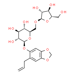 ChemSpider 2D Image | 6-Allyl-1,3-benzodioxol-5-yl 6-O-alpha-L-arabinofuranosyl-beta-D-glucopyranoside | C21H28O12