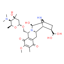 ChemSpider 2D Image | [(1R,2S,10R,12S,13S,15R)-15-(Dihydroxymethyl)-12-hydroxy-7-methoxy-6-methyl-5,8-dioxo-11,16-diazatetracyclo[11.2.1.0~2,11~.0~4,9~]hexadeca-4(9),6-dien-10-yl]methyl 2,4,6-trideoxy-4-(dimethylamino)-3-C
-methyl-alpha-L-lyxo-hexopyranoside | C27H41N3O9