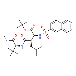 ChemSpider 2D Image | 2-Methyl-2-propanyl (2S,3R)-3-{[(2S)-3,3-dimethyl-1-(methylamino)-1-oxo-2-butanyl]carbamoyl}-5-methyl-2-[(2-naphthylsulfonyl)amino]hexanoate | C29H43N3O6S