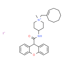 ChemSpider 2D Image | 1-[(1E)-1-Cycloocten-1-ylmethyl]-1-methyl-4-[(9H-xanthen-9-ylcarbonyl)amino]piperidinium iodide | C29H37IN2O2