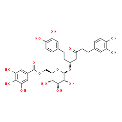 ChemSpider 2D Image | (3S)-1,7-Bis(3,4-dihydroxyphenyl)-5-oxo-3-heptanyl 6-O-(3,4,5-trihydroxybenzoyl)-beta-D-glucopyranoside | C32H36O15