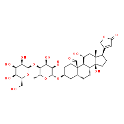 ChemSpider 2D Image | (3beta,5beta,11alpha)-3-{[4-O-(alpha-D-Allopyranosyl)-6-deoxy-beta-D-allopyranosyl]oxy}-11,14-dihydroxy-19-oxocard-20(22)-enolide | C35H52O15