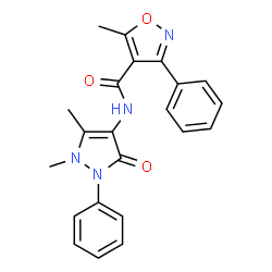 ChemSpider 2D Image | N-(1,5-Dimethyl-3-oxo-2-phenyl-2,3-dihydro-1H-pyrazol-4-yl)-5-methyl-3-phenyl-1,2-oxazole-4-carboxamide | C22H20N4O3