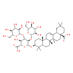 ChemSpider 2D Image | (2S,3S,4S,5R,6R)-6-[[(3S,6aR,6bS,8aS,12aS,14bR)-8a-carboxy-4,4,6a,6b,11,11,14b-heptamethyl-1,2,3,4a,5,6,7,8,9,10,12,12a,14,14a-tetradecahydropicen-3-yl]oxy]-3-hydroxy-4,5-bis[[(2S,3R,4S,5S,6R)-3,4,5-trihydroxy-6-(hydroxymethyl)tetrahydropyran-2-yl]oxy]tetrahydropyran-2-carboxylic acid | C48H76O19