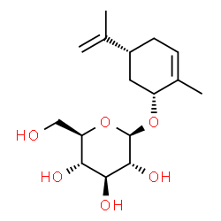 ChemSpider 2D Image | (1R,5R)-5-Isopropenyl-2-methyl-2-cyclohexen-1-yl beta-D-glucopyranoside | C16H26O6