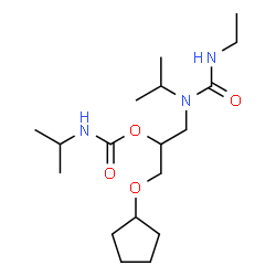 ChemSpider 2D Image | 1-(Cyclopentyloxy)-3-[(ethylcarbamoyl)(isopropyl)amino]-2-propanyl isopropylcarbamate | C18H35N3O4