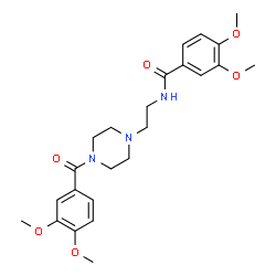 ChemSpider 2D Image | N-{2-[4-(3,4-Dimethoxybenzoyl)-1-piperazinyl]ethyl}-3,4-dimethoxybenzamide | C24H31N3O6