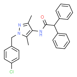 ChemSpider 2D Image | N-[1-(4-Chlorobenzyl)-3,5-dimethyl-1H-pyrazol-4-yl]-2,2-diphenylacetamide | C26H24ClN3O