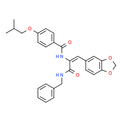 ChemSpider 2D Image | N-[(1E)-1-(1,3-Benzodioxol-5-yl)-3-(benzylamino)-3-oxo-1-propen-2-yl]-4-isobutoxybenzamide | C28H28N2O5