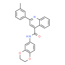 ChemSpider 2D Image | N-(2,3-Dihydro-1,4-benzodioxin-6-yl)-2-(3-methylphenyl)-4-quinolinecarboxamide | C25H20N2O3