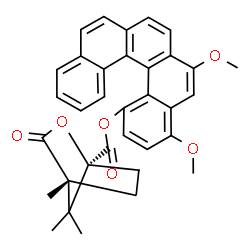 ChemSpider 2D Image | 4,6-Dimethoxy-1-pentahelicenyl (1S,4R)-4,7,7-trimethyl-3-oxo-2-oxabicyclo[2.2.1]heptane-1-carboxylate | C34H30O6