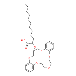 ChemSpider 2D Image | 2-(6,7,9,10,18,19-Hexahydro-17H-dibenzo[b,k][1,4,7,10,13]pentaoxacyclohexadecin-18-yloxy)dodecanoic acid | C31H44O8