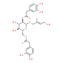 ChemSpider 2D Image | (2E)-4-Hydroxy-2-methyl-2-buten-1-yl 2,6-bis-O-[(3,4-dihydroxyphenyl)acetyl]-beta-D-glucopyranoside | C27H32O13