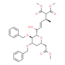 ChemSpider 2D Image | (1S,5S)-1,5-Anhydro-2,3-di-O-benzyl-4-deoxy-1-[(1S,2E,4S)-1-hydroxy-6-methoxy-5-(methoxycarbonyl)-4-methyl-6-oxo-2-hexen-1-yl]-5-(2-methoxy-2-oxoethyl)-L-threo-pentitol | C32H40O10