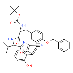 ChemSpider 2D Image | 2-Methyl-2-propanyl [(8S,11S)-16-(benzyloxy)-5-cyano-3-(2-hydroxyphenyl)-8-isopropyl-10-oxo-18-oxa-6,9-diazatricyclo[11.3.1.1~4,7~]octadeca-1(17),2,4,6,13,15-hexaen-11-yl]carbamate | C37H38N4O6