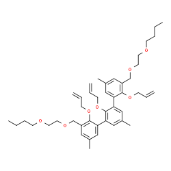 ChemSpider 2D Image | 2,2',2''-Tris(allyloxy)-3,3''-bis[(2-butoxyethoxy)methyl]-5,5',5''-trimethyl-1,1':3',1''-terphenyl | C44H60O7