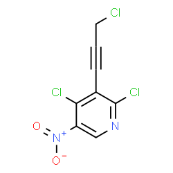 ChemSpider 2D Image | 2,4-Dichloro-3-(3-chloro-1-propyn-1-yl)-5-nitropyridine | C8H3Cl3N2O2