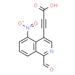 ChemSpider 2D Image | 3-(1-Formyl-5-nitro-4-isoquinolinyl)-2-propynoic acid | C13H6N2O5
