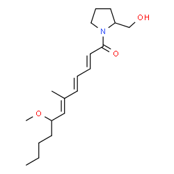 ChemSpider 2D Image | (2E,4E,6E)-1-[2-(Hydroxymethyl)-1-pyrrolidinyl]-8-methoxy-6-methyl-2,4,6-dodecatrien-1-one | C19H31NO3