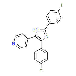 ChemSpider 2D Image | 4-[2,4-Bis(4-fluorophenyl)-1H-imidazol-5-yl]pyridine | C20H13F2N3