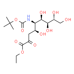 ChemSpider 2D Image | Ethyl (4S,5R,6R,7S,8R)-4,6,7,8,9-pentahydroxy-5-({[(2-methyl-2-propanyl)oxy]carbonyl}amino)-2-oxononanoate | C16H29NO10
