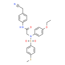 ChemSpider 2D Image | N-[4-(Cyanomethyl)phenyl]-N~2~-(4-ethoxyphenyl)-N~2~-{[4-(methylsulfanyl)phenyl]sulfonyl}glycinamide | C25H25N3O4S2