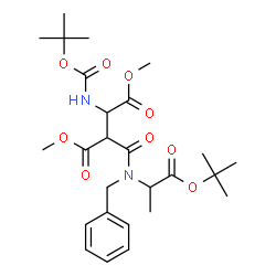ChemSpider 2D Image | Dimethyl 2-(benzyl{1-[(2-methyl-2-propanyl)oxy]-1-oxo-2-propanyl}carbamoyl)-3-({[(2-methyl-2-propanyl)oxy]carbonyl}amino)succinate | C26H38N2O9