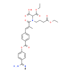 ChemSpider 2D Image | N-[(2E)-3-{4-[(4-carbamimidoylphenoxy)carbonyl]phenyl}-2-methylprop-2-enoyl]-N-(4-ethoxy-4-oxobutyl)-O-ethyl-3-oxoserine | C29H33N3O9