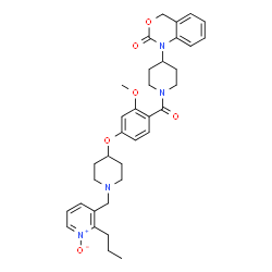ChemSpider 2D Image | 1-{1-[2-Methoxy-4-({1-[(1-oxido-2-propyl-3-pyridinyl)methyl]-4-piperidinyl}oxy)benzoyl]-4-piperidinyl}-1,4-dihydro-2H-3,1-benzoxazin-2-one | C35H42N4O6