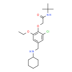 ChemSpider 2D Image | 2-{2-Chloro-4-[(cyclohexylamino)methyl]-6-ethoxyphenoxy}-N-(2-methyl-2-propanyl)acetamide | C21H33ClN2O3