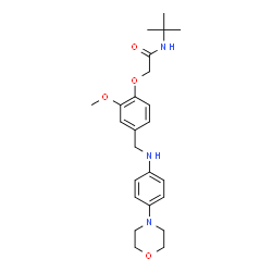 ChemSpider 2D Image | 2-[2-Methoxy-4-({[4-(4-morpholinyl)phenyl]amino}methyl)phenoxy]-N-(2-methyl-2-propanyl)acetamide | C24H33N3O4