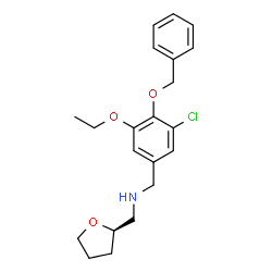 ChemSpider 2D Image | 1-[4-(Benzyloxy)-3-chloro-5-ethoxyphenyl]-N-[(2R)-tetrahydro-2-furanylmethyl]methanamine | C21H26ClNO3